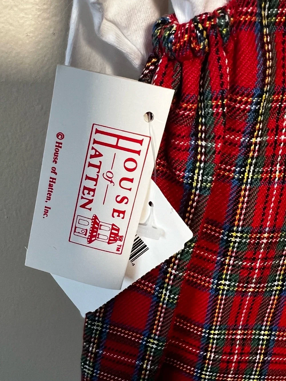 Vintage Classic Red Tarten Plaid Smocked Kids Romper with Train Embroidery